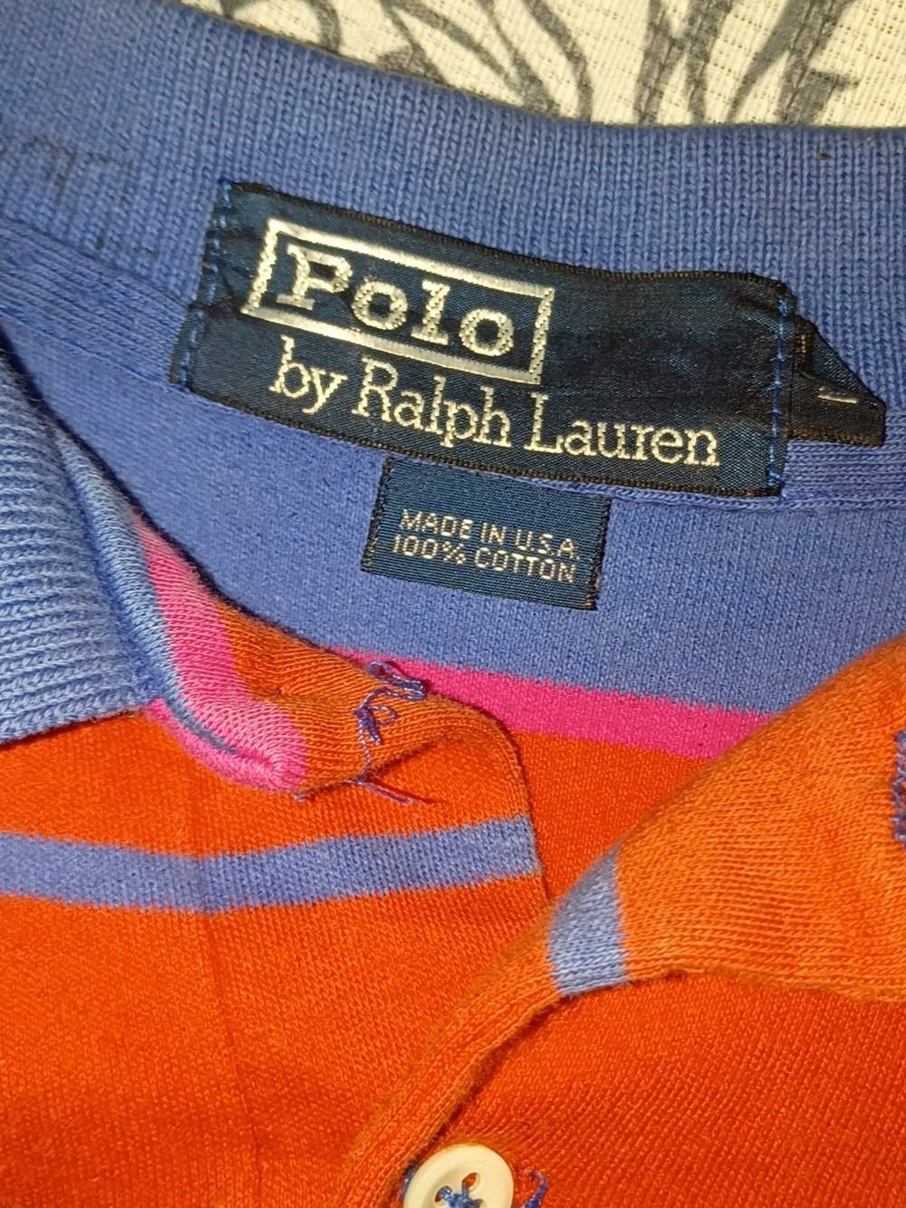 XS.   Polo by Ralph Lauren Orange and Blue Striped polo size XS
